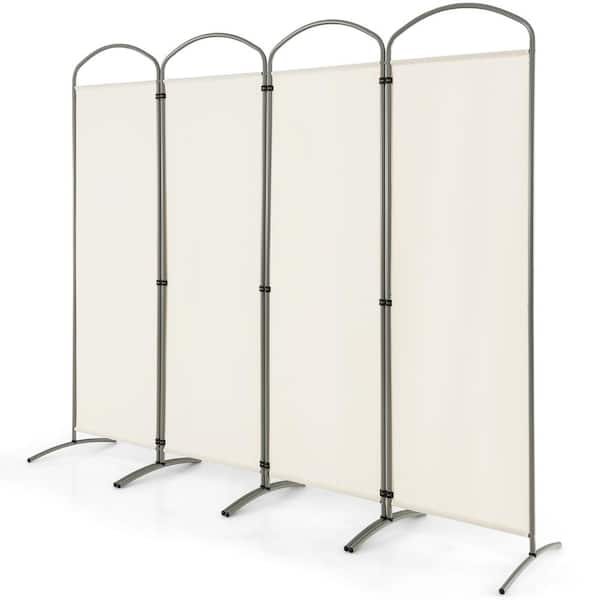 Costway 4 Panels Folding Room Divider 6 Ft Tall Fabric Privacy Screen White