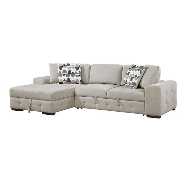 Laconia 115 in. Round Arm 2-Piece Sectional Sofa with Left Chaise in Taupe
