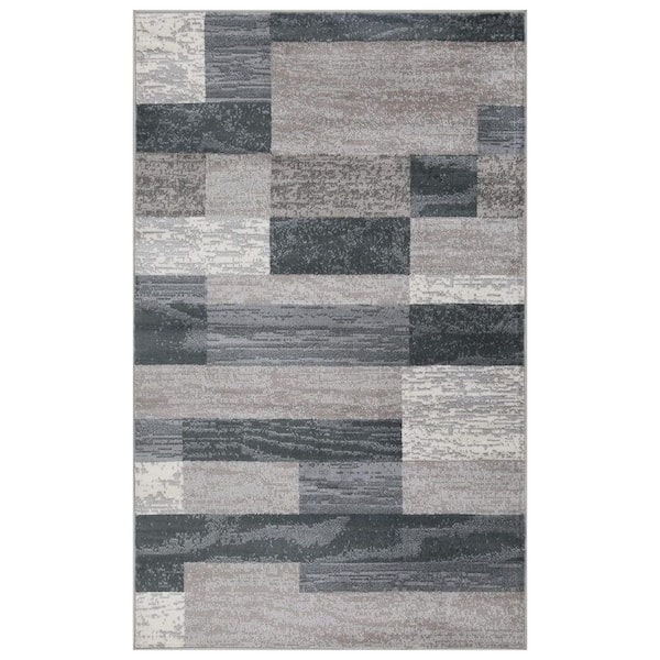 Unbranded Blue Polypropylene 4 ft. x 6 ft. Striped Indoor Area Rug