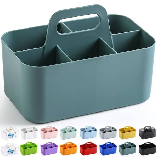 置物 addictive of green Stackable Plastic Caddy Organizer with Handle Cyan Multiuse Tote