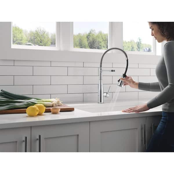 Essa Single Handle Pull Down Sprayer Kitchen Faucet with Spring Spout in Chrome