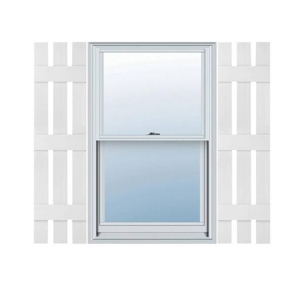 Ekena Millwork 12 in. x 67 in. Lifetime Vinyl Standard Three Board Spaced Board and Batten Shutters Pair White
