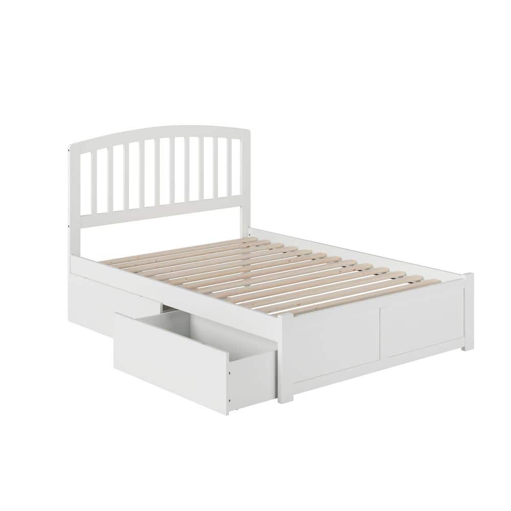 Richmond Full White Wood Platform Bed with Storage Drawers