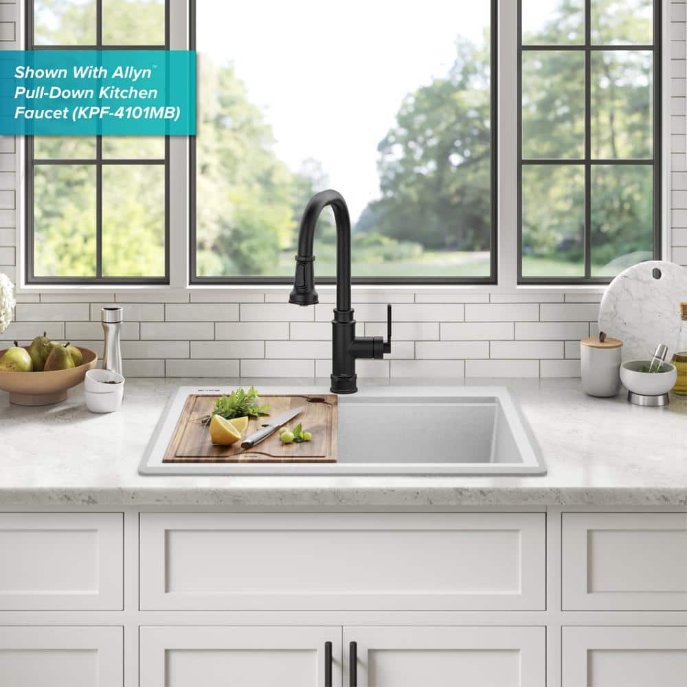 White Granite Composite Single Bowl Kitchen Sink with Accessories
