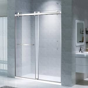 59 in. W x 76 in. H Sliding Frameless Shower Door in Chrome with 3/8 in. (10 mm) Clear Glass