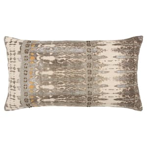 Gray/Beige Abstract Cotton Poly Filled 14 in. X 26 in. Decorative Throw Pillow