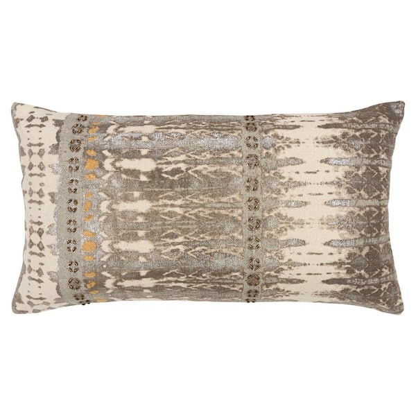 Unbranded Gray/Beige Abstract Cotton Poly Filled 14 in. X 26 in. Decorative Throw Pillow