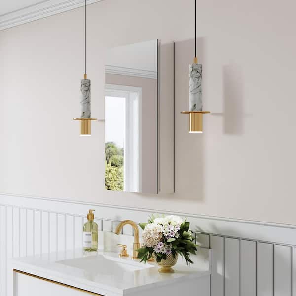 16 in. W x 30 in. H Rectangular Aluminum Recess/Surface Mount Medicine Cabinet with Mirror, Soft Close Door