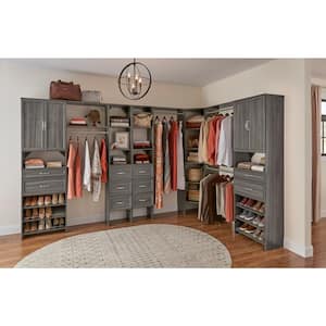 Style+ 73.1 in W - 121.1 in W Coastal Teak Traditional Style Basic Plus Wood Closet System Kit