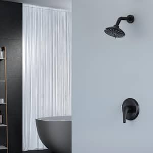 Lilac 6-Spray Patterns with 6 in. Wall Mount Fixed Shower Head in Matte Black