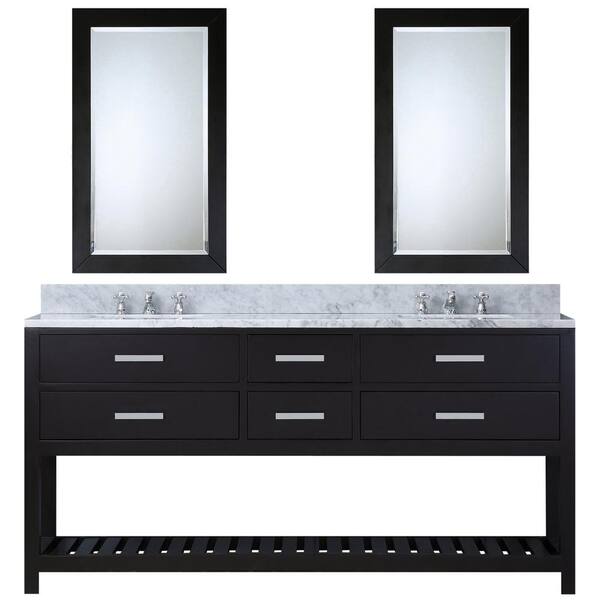 Water Creation 60 in. Vanity in Espresso with Marble Vanity Top in Carrara White and Mirrors