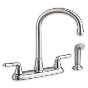 Colony Soft 2-Handle Standard Kitchen Faucet with Brass Gooseneck Spout in Polished Chrome