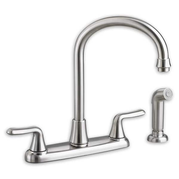 American Standard Colony Soft 2-Handle Standard Kitchen Faucet with Brass Gooseneck Spout in Polished Chrome