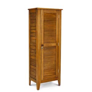Maho 24 in. W x 15.75 in. D x 64 in. H Teak Golden Brown Wooden Storage Cabinet