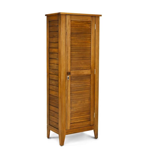 HOMESTYLES Maho 24 in. W x 15.75 in. D x 64 in. H Teak Golden Brown Wooden Storage Cabinet