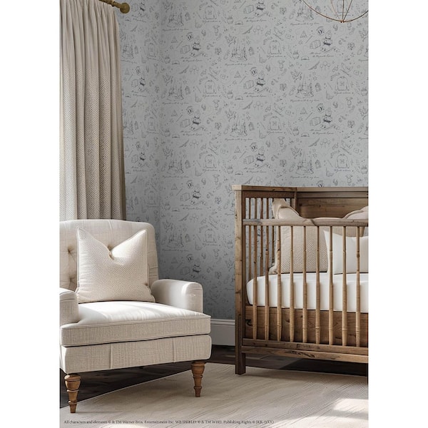 Grey Botanical Harry Potter Magical Moments Trail Peel and Stick Wallpaper Roll