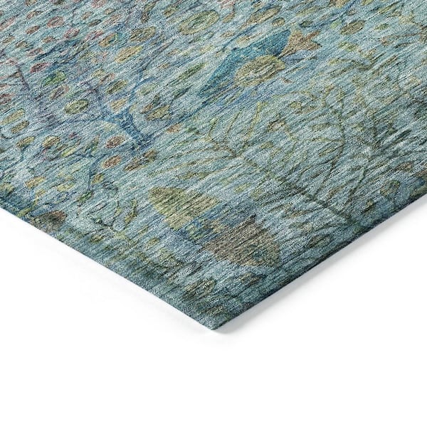 Chantille Machine Washable Indoor/Outdoor Abstract ACN2053 Teal 8 ft. x 10 ft. Area Rug