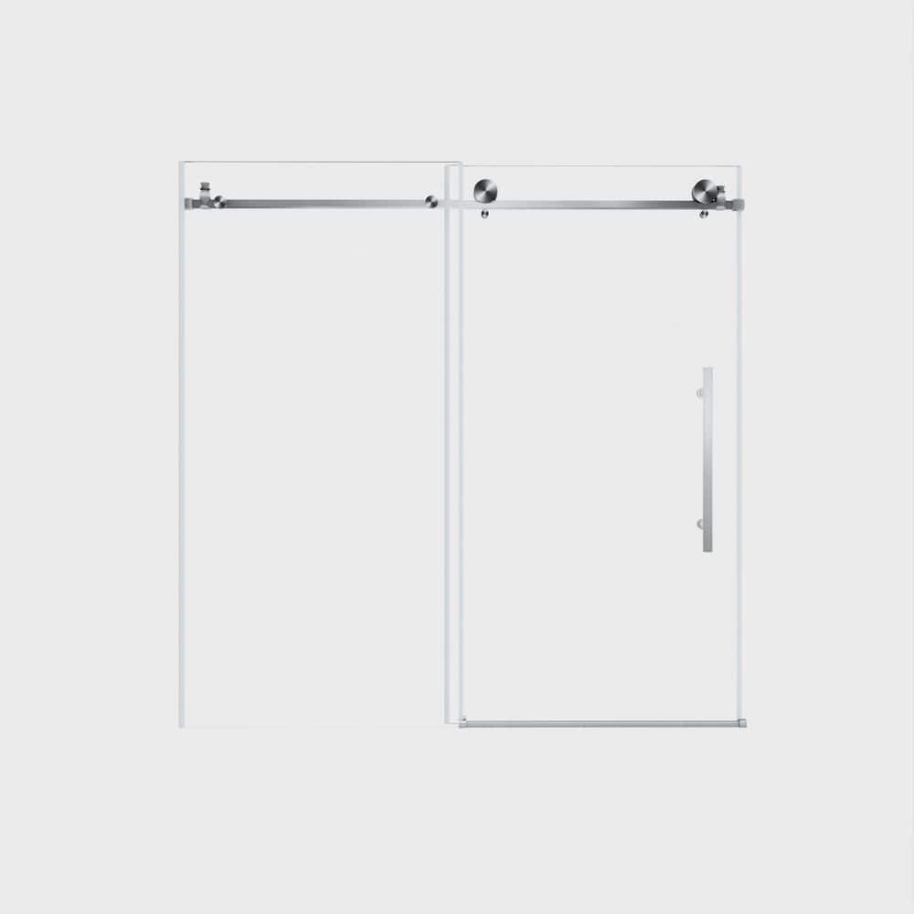 60 in. W x 60 in. H Single Sliding Frameless Tub Door in Brushed Nickel Finish with Clear Glass price history on PriceWatchPro