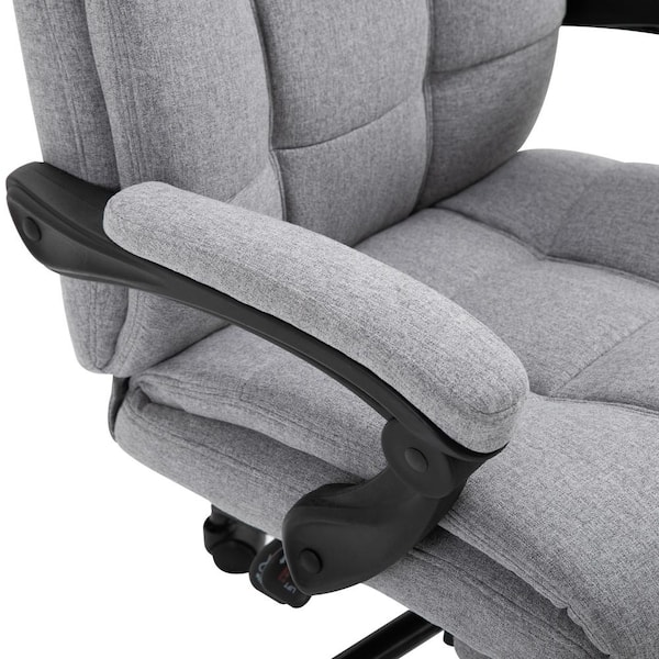 Vinsetto Executive Linen Fabric Office Chair High Back Swivel Task Chair  with Adjustable Height Upholstered Retractable Footrest Headrest Dark Gray