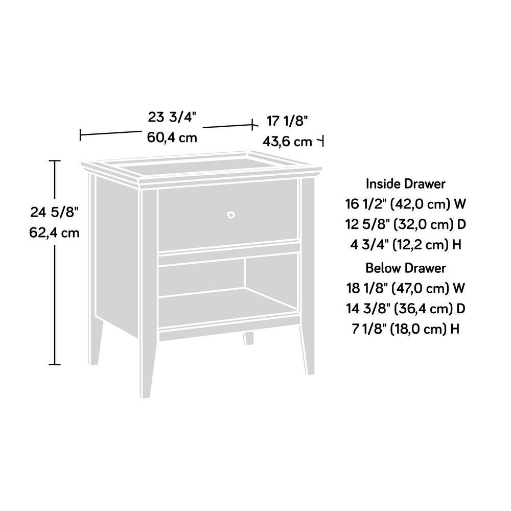 Glacier Oak Hexagon Pattern 1-Drawer Nightstand with Open Shelf