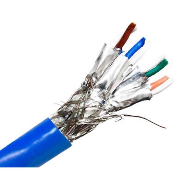 Micro Connectors, Inc 250 ft. 23 AWG/8-Conductors CMR Riser/Blue Solid and Shielded CAT7 Bulk Ethernet Cable (S/FTP)