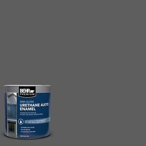 1 qt. #N520-6 Asphalt Gray Semi-Gloss Enamel Urethane Alkyd Interior/Exterior Paint
