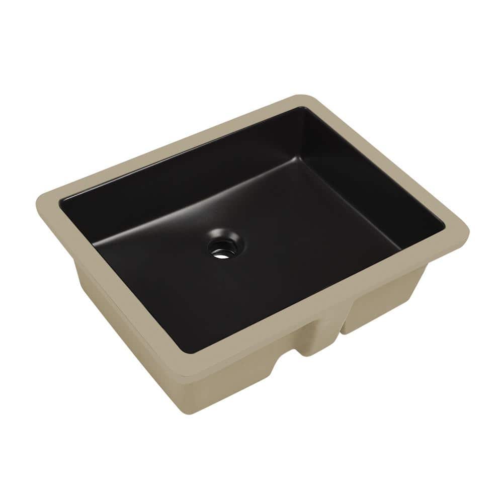 Ursa 19" x 15" Black Vitreous China Rectangular Undermount Bathroom Sink