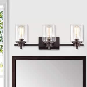 3-Light Oil Rubbed Bronze Contemporary Bathroom Vanity-Light with Clear Glass