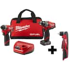 M12 FUEL 12-Volt Li-Ion Brushless Cordless Hammer Drill and Impact Driver Combo Kit(2-Tool) with M12 Right Angle Drill