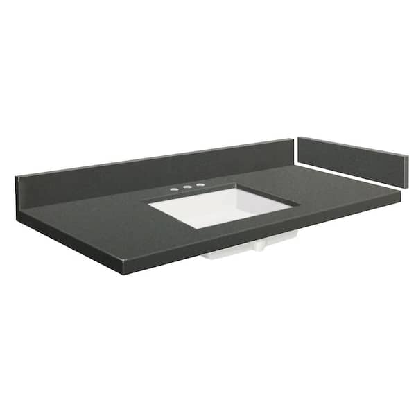 43.5 in. W x 22.25 in. D Quartz Vanity Top in Urban Gray with White Basin  and Widespread