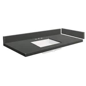 49 in. W x 22.25 in. D Quartz Vanity Top in Urban Gray with White Basin and Widespread