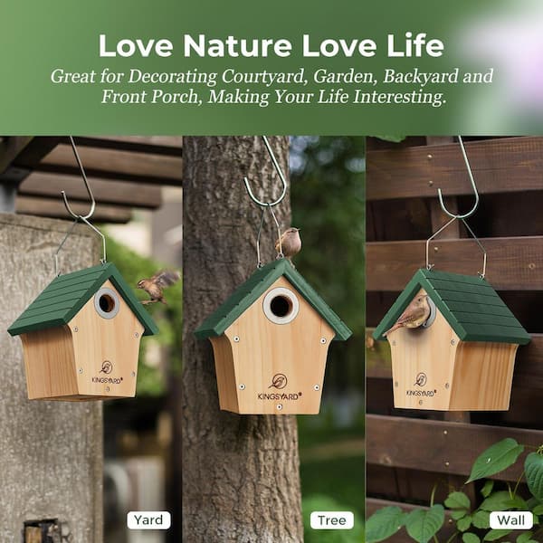 SenQWFa Nature Haven Cedar Wood Wren Nesting Bird House with