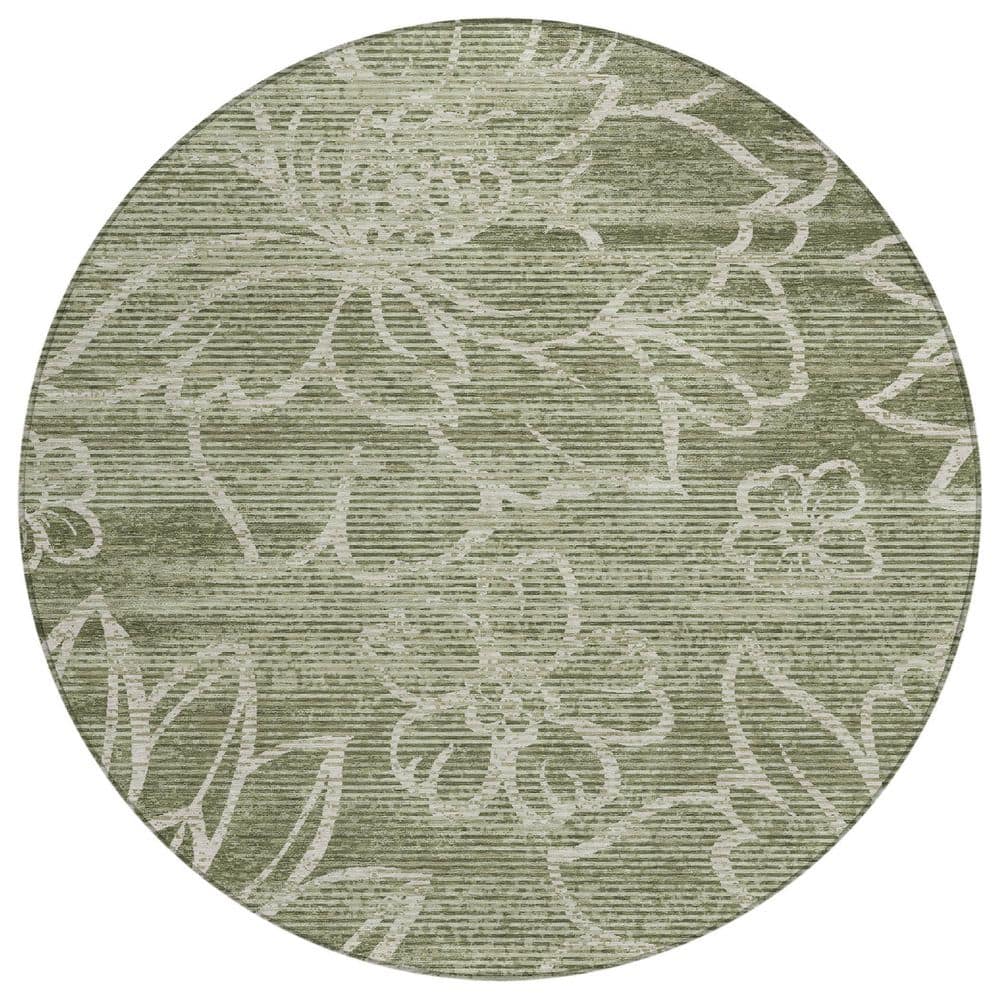 Chantille Machine Washable Indoor/Outdoor Abstract ACN2789 Olive 8 ft. x 8 ft. Round Rug price history on PriceWatchPro