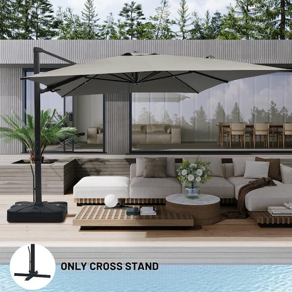 10x13 ft. 360° Rotation Square Outdoor Cantilever Patio Umbrella in Gray