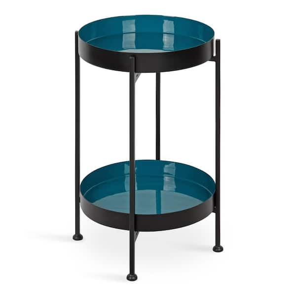Nira 15 in. Black Round Metal End Table