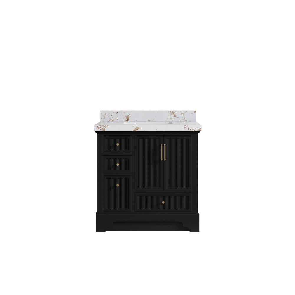Alys 36 in. W x 22 in. D x 36 in. H Single Sink Bath Vanity Center in Black with 2 in. Viola Gold qt Top price history on PriceWatchPro