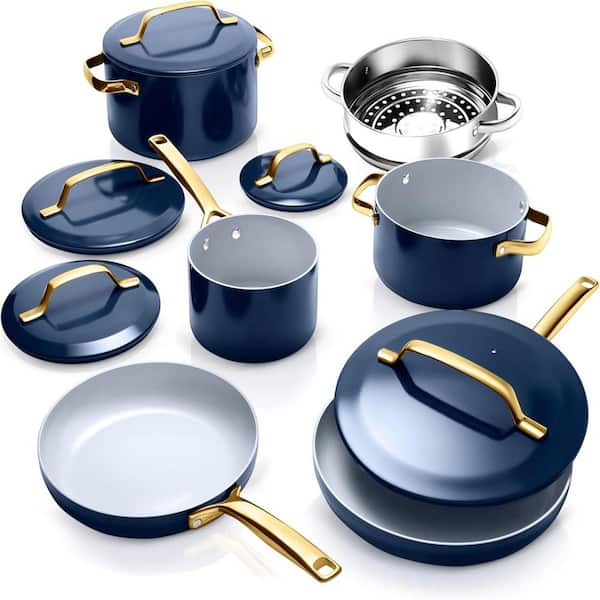 Gotham Steel Modern 11-Piece Aluminum Ultra Performance Ceramic Nonstick Cookware Set in Navy