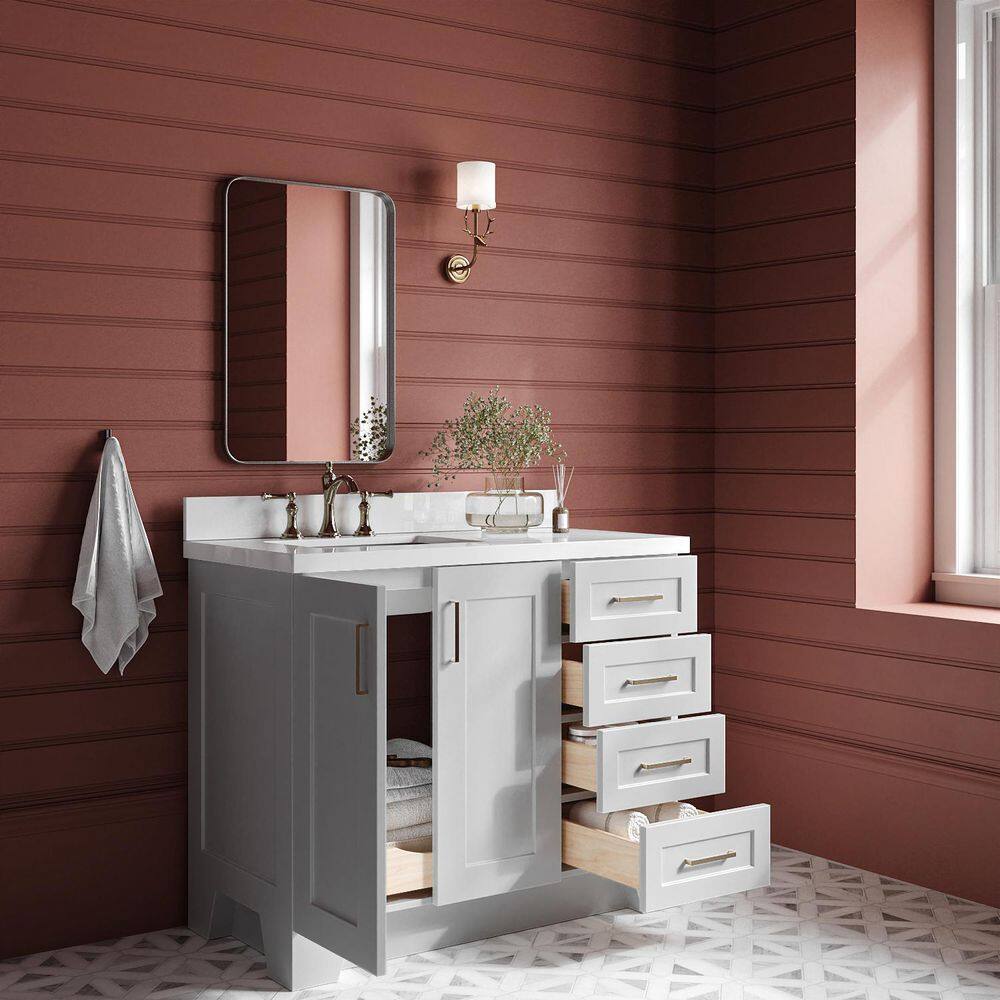 Taylor 43-inch White Quartz Top Gray Single Sink Vanity