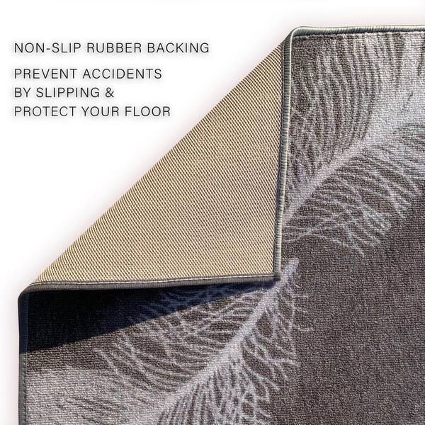Feather Geometric Gray 26 in. W X 23 ft.L Runner Rug/Stair Runner 50.6 sq. ft.
