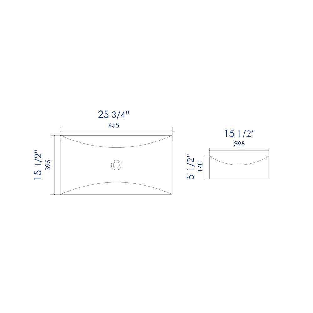 White Ceramic Rectangular Vessel Bathroom Sink