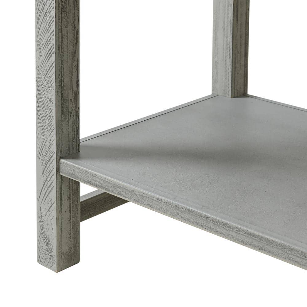 Arden Driftwood Gray Solid Pine 2-Drawer Nightstand with Shelf