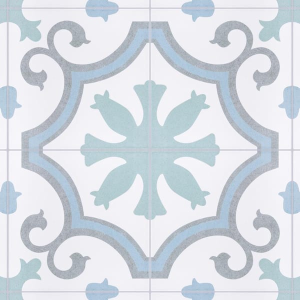 Merola Tile Lacour Aqua 9-3/4 in. x 9-3/4 in. Porcelain