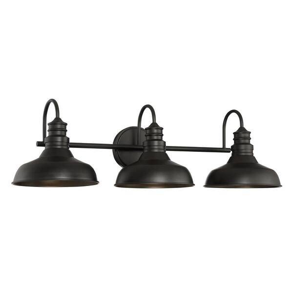 Cordelia Lighting 30 In 3 Light Black Vanity 2629 05 The Home Depot 3 Light Black Vanity 2629 05, Vanity Light Bathroom Black