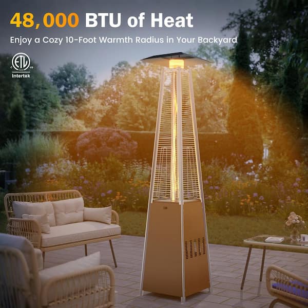 50,000 BTU Brown Propane Patio Tower Heater with Wheels