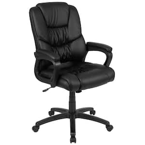 Flash Fundamentals Big & Tall Faux Leather Swivel Ergonomic Office Chair in Black with Padded Arms