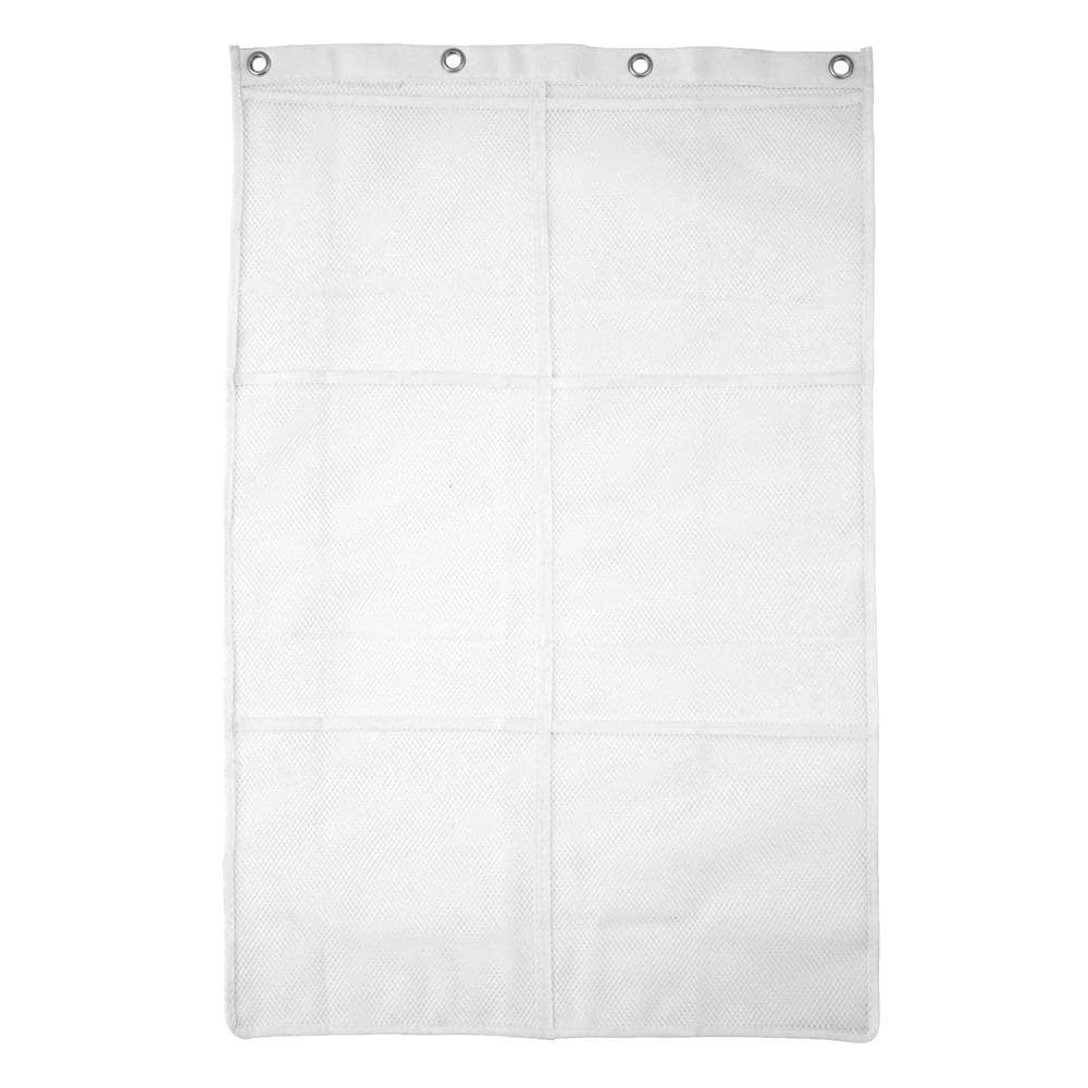 White Mesh Hanging Shower Organizer with 6 Pockets
