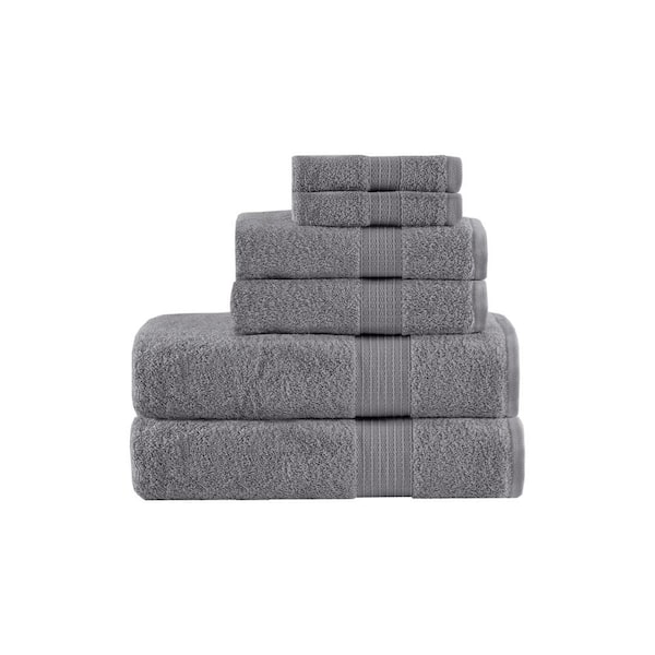 Madison Park Organic 6-Piece Charcoal Cotton Bath Towel Set