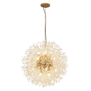 Eli 16-Light Dimmable Gold Starburst Sphere Chandelier with 140 Crystal Strands