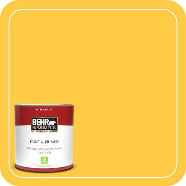 BEHR PREMIUM PLUS 1 qt. #P290-6 English Daisy Flat Low Odor Interior Paint & Primer