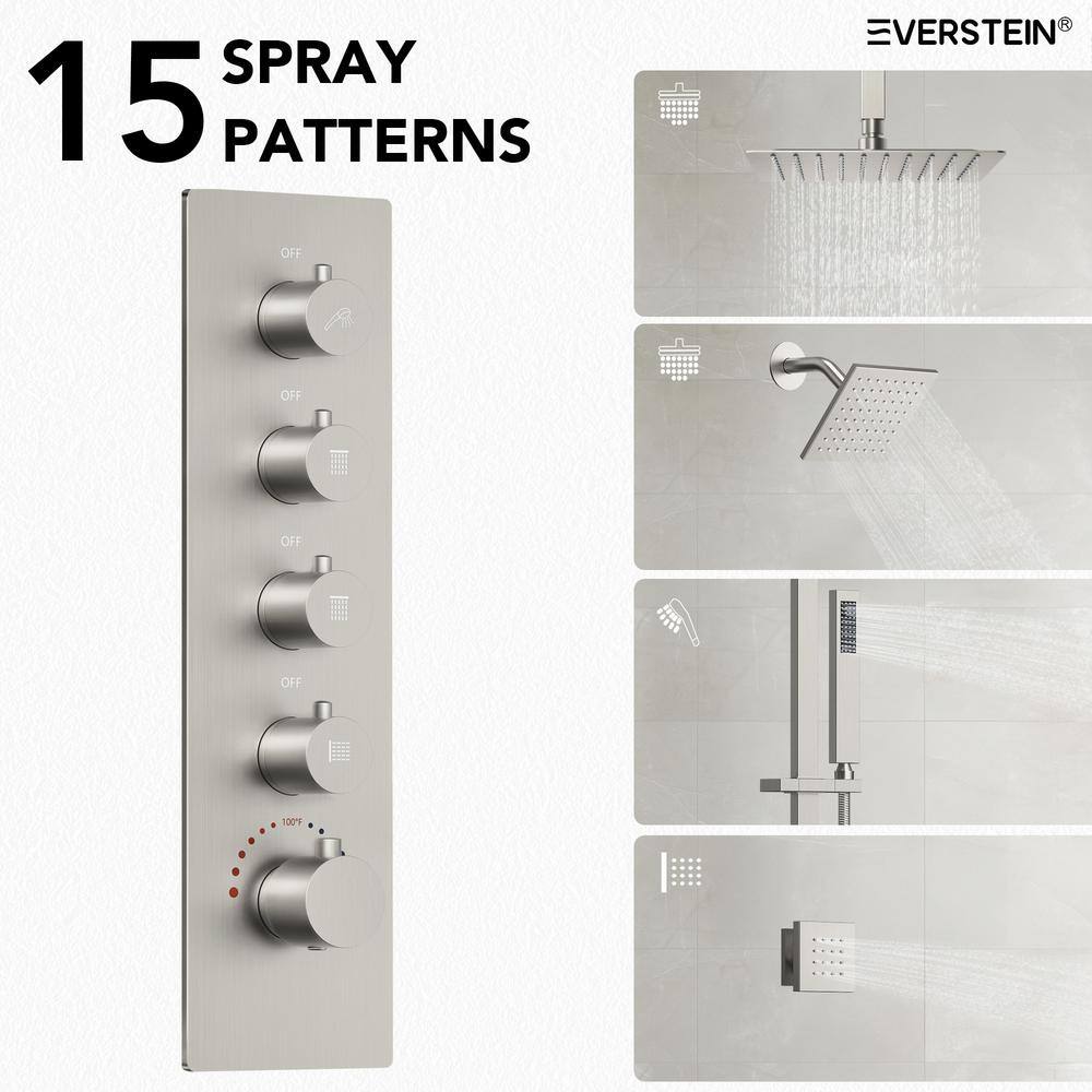 DualJetSpa 16" & 6" Brushed Nickel Dual Shower Head System with Body Jets